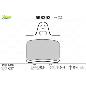 Brzdová destička Sada brzdových destiček, kotoučová brzda VALEO 598292