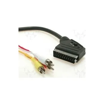 Video kabel kabel 3xCINCH/SCART V 5m+přepínač