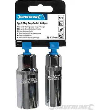 Gola hlavice Silverline | Sada hlavic na zapalovací svíčky - 2 kusy - 3/8" 244982