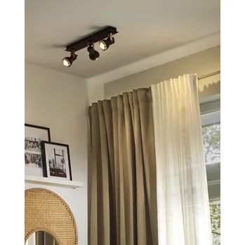 Osvětlení Stropní světlo měděné a černé kovové se 3 žárovkami nastavitelné rameno kuželovité stínidlo bodové světlo kulaté Beliani