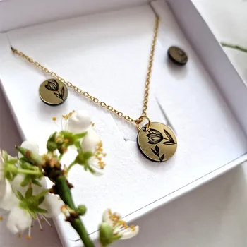 Souprava šperků TULIP gold sada sada šperků zlaté plexi