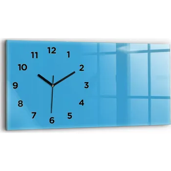 Hodiny Skleněné moderní nástěnné hodiny s potiskem horizontální 60x30 cm, modrá barva