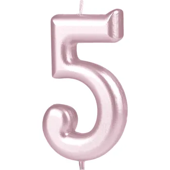 Dortová svíčka Lesklá dortová svíčka růžově zlatá číslo 5