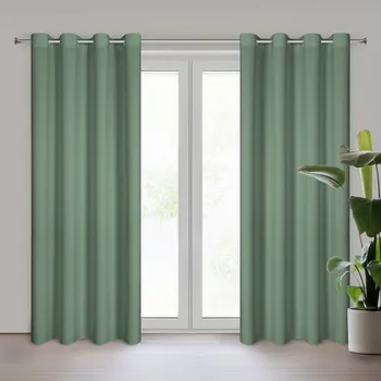 Závěs Závěs Rita z hladké látky 140x250 cm - tmavá máta, uchycení dekorační kroužky