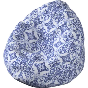 Sedací pytel Sedací vak s volbou látky - 3 velikosti, modré vzory na bílém pozadí, Ø80 x 115 cm, Aria