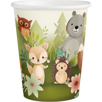 Sklenice Papírové sklenice Lesní zvířátka 220ml, 6 ks