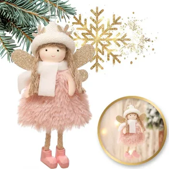 Vánoční dekorace Vánoční anděl plyšový - růžový