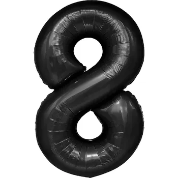 Balónek Narozeninový balón číslo 8 černý, 100 cm