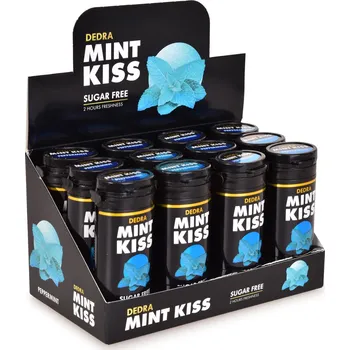 Bonbon Sada 12 ks MINT KISS | silně mátové osvěžující pastilky bez cukru peppermint | 28 g x 12 Dedra