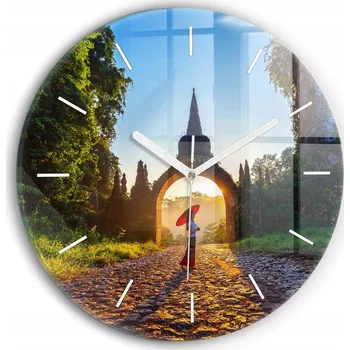 Hodiny Moderní skleněné nástěnné hodiny Park Surat Thani Thajsko kulatý průměr 30 cm