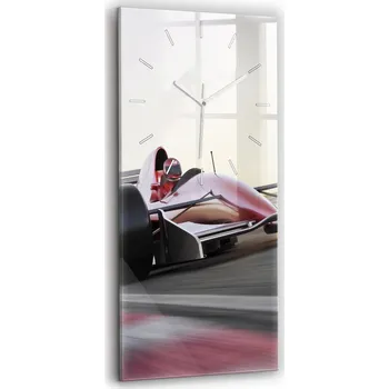 Hodiny Nástěnné Vertikální Skleněné Hodiny do Obýváku Sportovní Závodní formule 30x60 cm