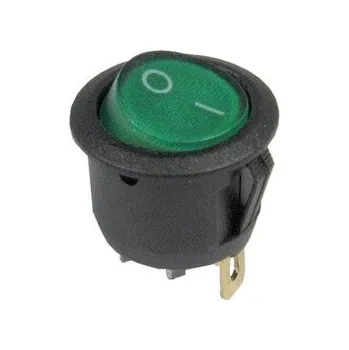 Auto elektroinstalace ON/OFF kulatý/prosvětlený/12V/6A/zelený