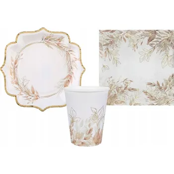 Obraz SADA VĚTVIČEK BÉŽOVO-ZLATÉ UBROUSKY TALÍŘKY KELÍMKY SVATBA SVATÉ PŘIJÍMÁNÍ 3 EL