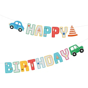 Baner Happy Birthday Auta 250x17cm