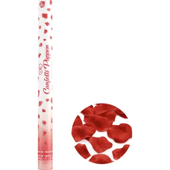Konfeta Vystřelovací konfety - červené okvětní lístky, 60 cm