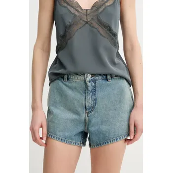 Dámské kraťasy Džínové šortky ZADIG&VOLTAIRE dámské, modrá barva, hladké, medium waist, WWBS01157 WWBS01157.409 55J, vel. 34