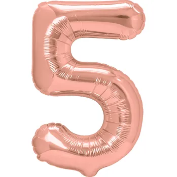 Balónek Fóliový narozeninový balón číslo 5 rose gold - 100 cm velký balón na oslavu