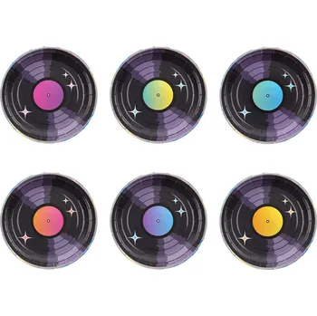 Talíř Papírové talíře Retro Disco 18 cm | Sada 6 ks