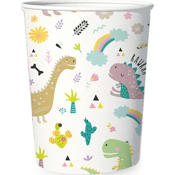 Party nádobí Papírové kelímky Dinosauři 220ml, 6 ks