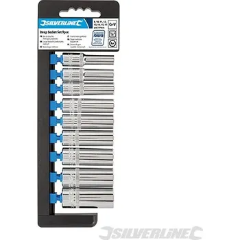 Gola sada Silverline | Sada 3/8" metrických hlavic, prodloužených - 9 dílů - 8 - 19mm 282407