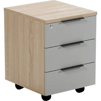 Zásuvkový kontejner ARBYD Matně šedý dubový kancelářský kontejner Thor 42,2 x 56,2 cm