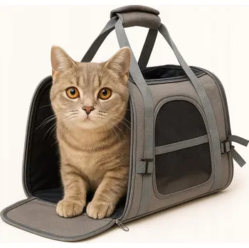 přepravka pro zvíře Přepravka pro kočku Pro Kočky 44x28x25 cm Šedá Skládací