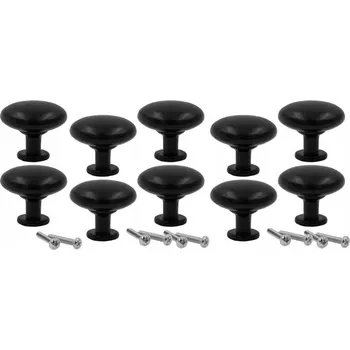 Nábytkové kování 10x NÁBYTKOVÁ ÚCHYTKA 28 MM KNOFLÍK NA NÁBYTEK ČERNÁ MATNÁ