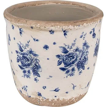 Vánoční dekorace Clayre & Eef - Keramický květináček BLUE ROSE BLOOMING 6CE1658XS