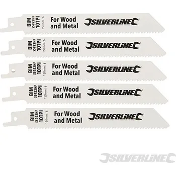 Silverline | Pilové listy pro pilu ocasku, 10 tpi - 5 kusů - Bi-Metal - 10tpi - 150mm 244966