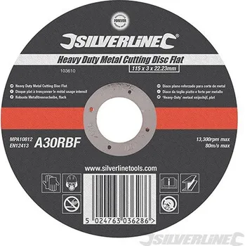 Řezný kotouč Silverline | Výkonný řezný kotouč na kov, plochý - 115 x 3 x 22.23mm 103610
