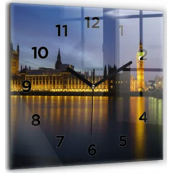 Hodiny Velké skleněné nástěnné hodiny s grafikou Tichý Palác Winchester Londýn 60x60