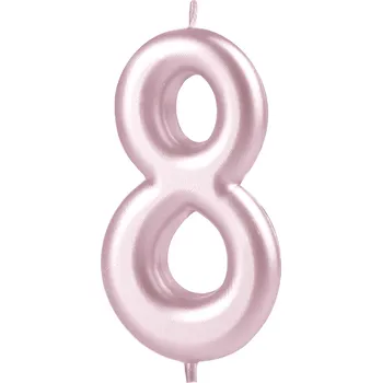 Dortová svíčka Lesklá dortová svíčka růžově zlatá číslo 8