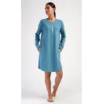 Dámské domácí šaty s dlouhým rukávem Alžběta - petrolejová - 2XL