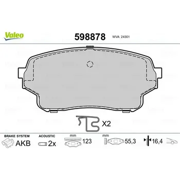 Brzdová destička Sada brzdových destiček, kotoučová brzda VALEO 598878