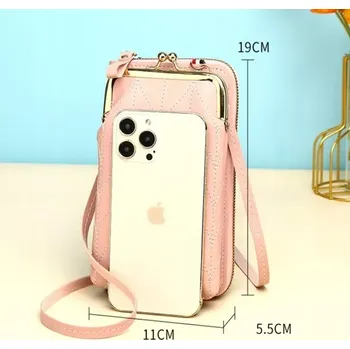 Kabelka Růžová kabelka na telefon (Malá dámská růžová kabelka na telefon, doklady, bankovky - rozměry 19 x 11 x 4,5 cm)