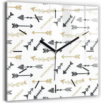 Hodiny Skleněné nástěnné hodiny s fotografií do kanceláře - Geometrický hipsterský vzor 30x30 cm