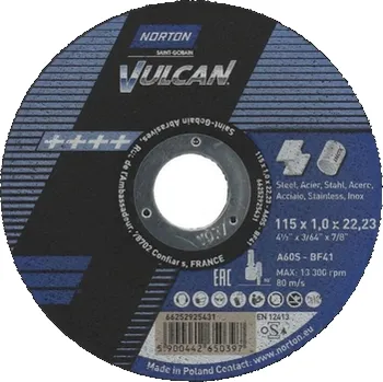 Řezný kotouč ati Kotouč řezný Norton ocel/nerez VULCAN Varianta: Kotouč řezný Norton 125x1,0x22 Metal/inox Vulcan