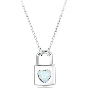 Náhrdelník Stříbrný náhrdelník zámeček s opálem Lock