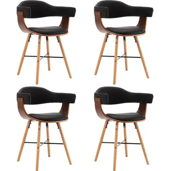 vidaXL Marketos Jídelní židle 4 ks černé umělá kůže a ohýbané dřevo