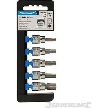 Silverline | Sada 3/8" hlavic s hvězdicovými bity - 5 dílů - T40 - T60 580431