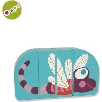 Dřevěná hračka Oops Ekologická dřevěná skládačka ze 4 kostek Můra