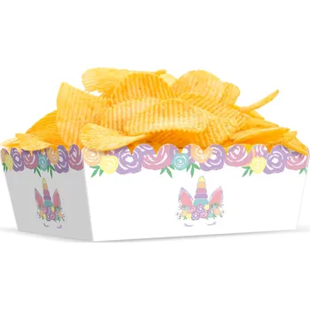 Party dekorace Krabička na chipsy Jednorožec, 3 ks
