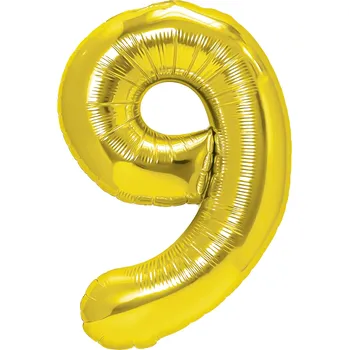 Balónek Fóliový balón číslo 9 zlatý 100cm