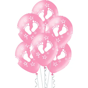 Balónek Balóny růžové s baby stopami 30 cm 6 ks