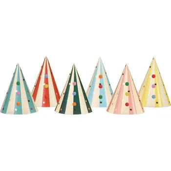 Party dekorace Párty klobouček s bambulkami 16 cm, 6 ks