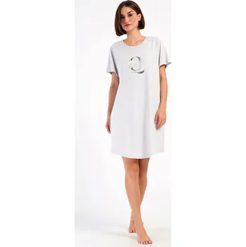 Dámské šaty Dámské domácí šaty s krátkým rukávem Queen - šedá - 3XL