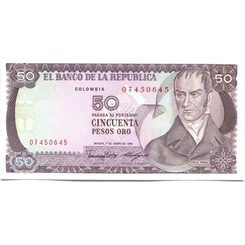 Sběratelství KOLUMBIE. 50 pesos 1986. Pi. 425b.