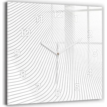 Hodiny Čtvercové Skleněné Hodiny Minimalistické Nástěnné Linie abstrakce 30x30 cm