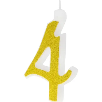 Dortová svíčka Velká zlatá dortová svíčka s třpytkami číslo 4