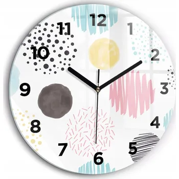 Hodiny Moderní skleněné hodiny s grafikou na zeď Geometrický vzor průměr 60 cm